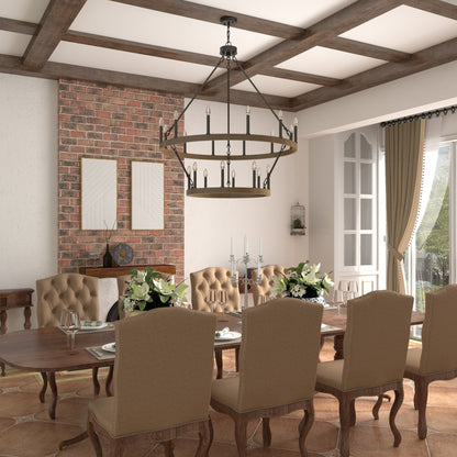 Acroma 20-light Modern Farmhouse 40In Round Wagon Wheel Chandelier with UL
