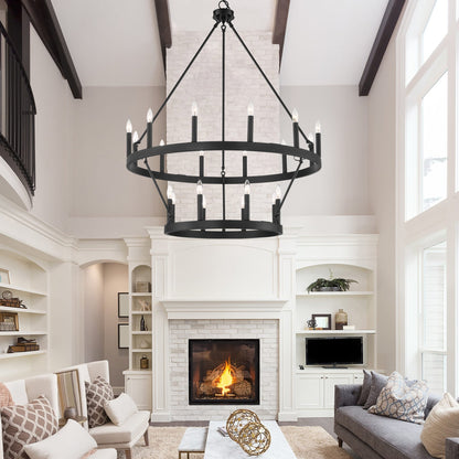 Acroma 20-light Modern Farmhouse 40In Round Wagon Wheel Chandelier with UL