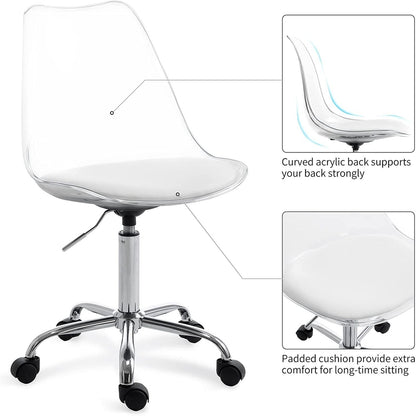 Acrylic Swivel adjustable height Armless Home office Rolling Chair