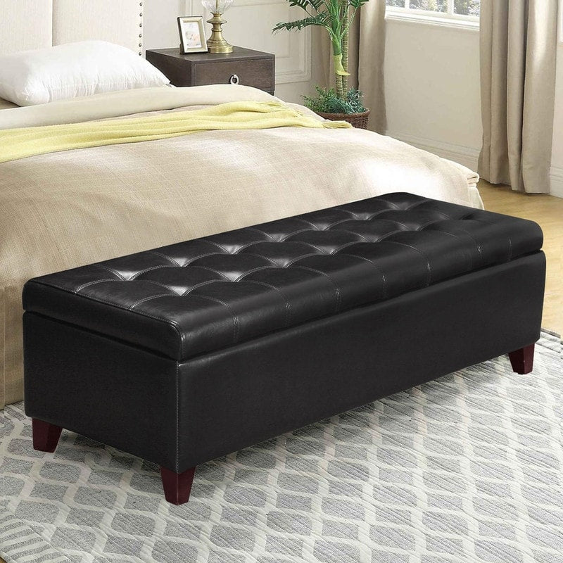 Adeco 50 Bonded Leather Storage Ottoman Bench