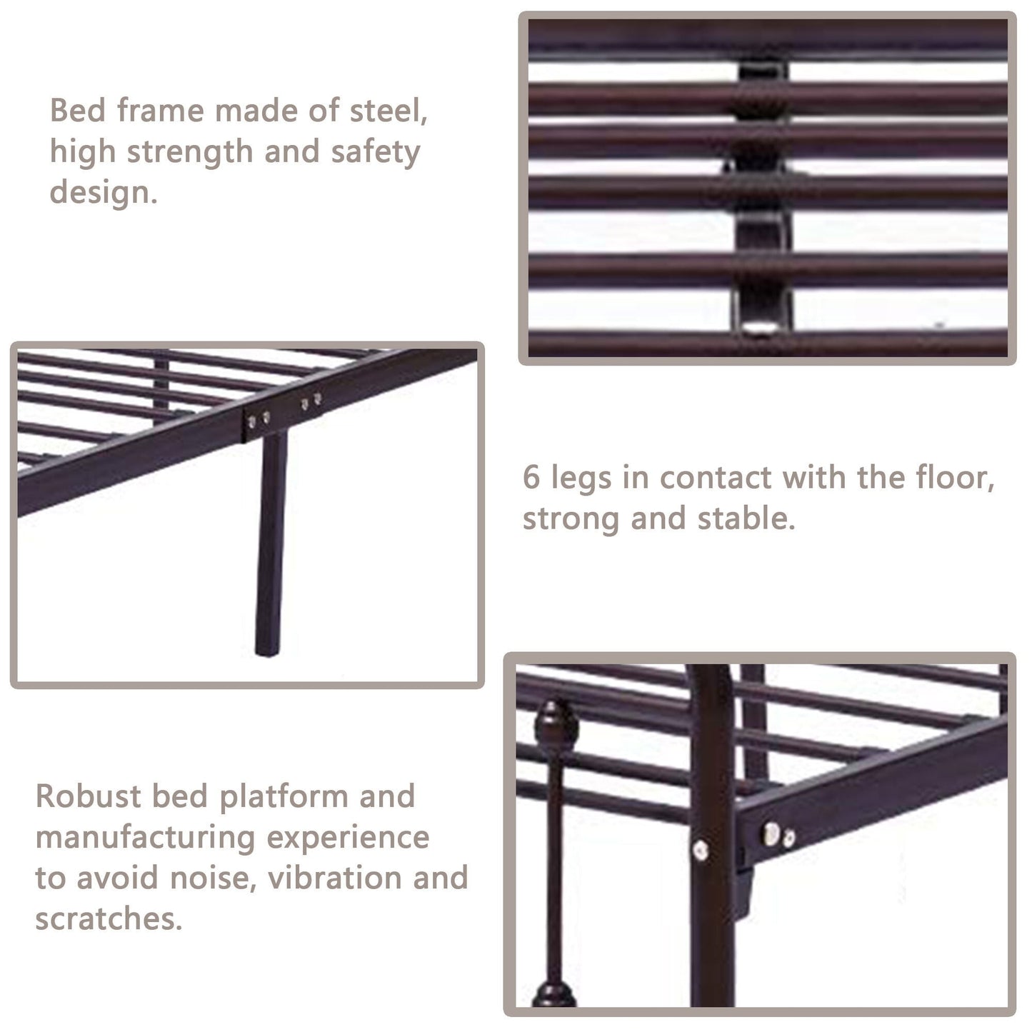 Alazyhome Simple Vintage Metal Platform Bed Frame, Easy-Assembly