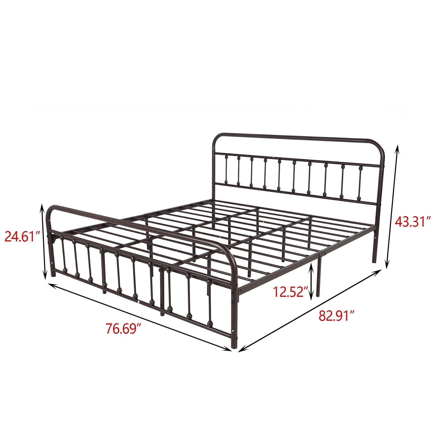 Alazyhome Simple Vintage Metal Platform Bed Frame, Easy-Assembly