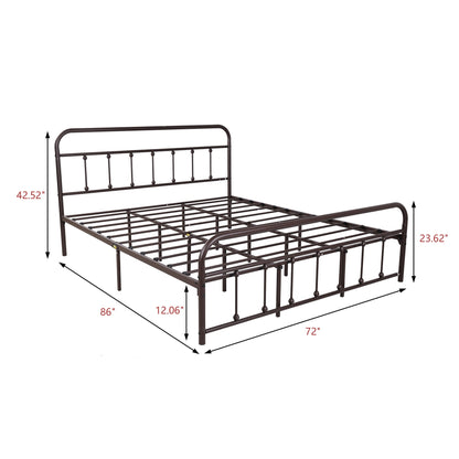Alazyhome Simple Vintage Metal Platform Bed Frame, Easy-Assembly