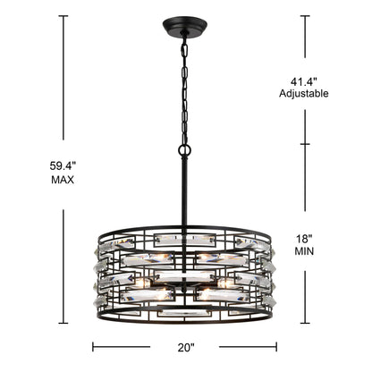 Anita Drum Shade Chandelier with Clear Glass Prism