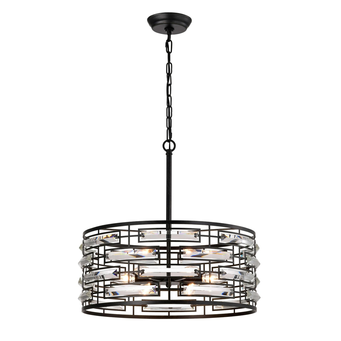 Anita Drum Shade Chandelier with Clear Glass Prism