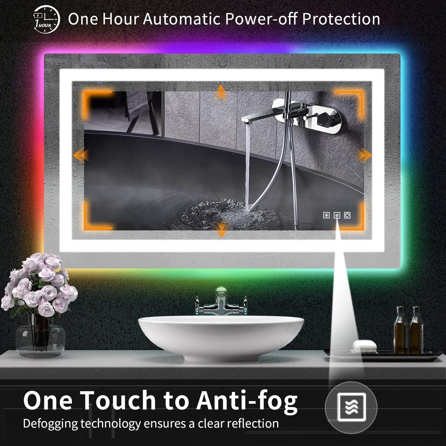 Anti-Fog RGB Backlit & LED Frontlit Bathroom Mirror