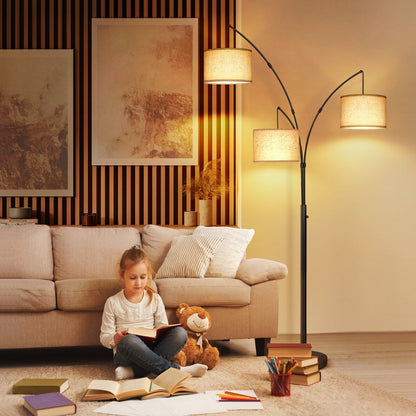 Arc LED Floor Lamp Dimmable Modern Black 3 Light Arched Tall Floor Lamp