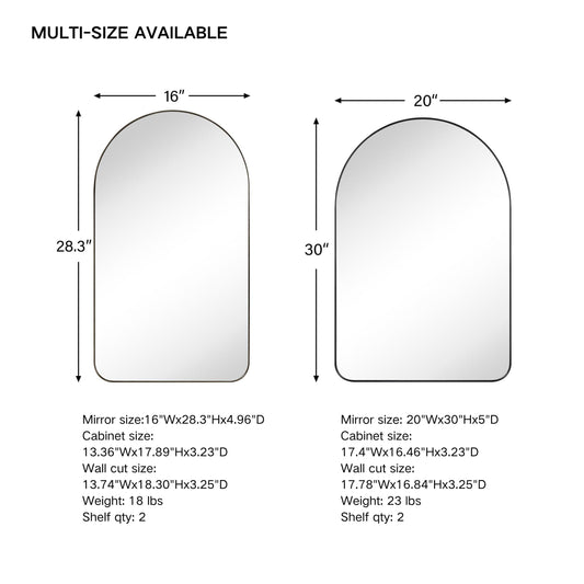 TEHOME Aristes Recessed Framed Medicine Cabinet with Mirror and Adjustable Shelves