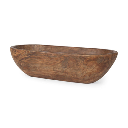 Athena Extra Large Oblong Black-Brown Reclaimed Wood Bowl - 26.0L x 10.0W x 7.0H