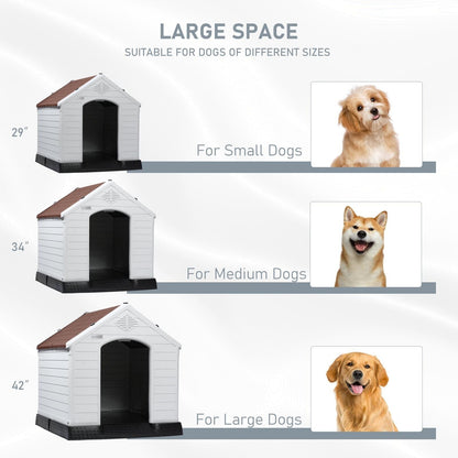 BOSSIN Plastic Dog House for Small to Large Sized Dogs, Indoor Outdoor Insulated Doghouse Puppy Shelter with Elevated Floor