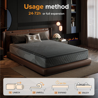 SweDrea 8/12 in. Medium Firm Gel-infused Memory Foam Hybrid Mattress Cooling and Breathable with CertiPUR-US, SGS and OEKO-TEX