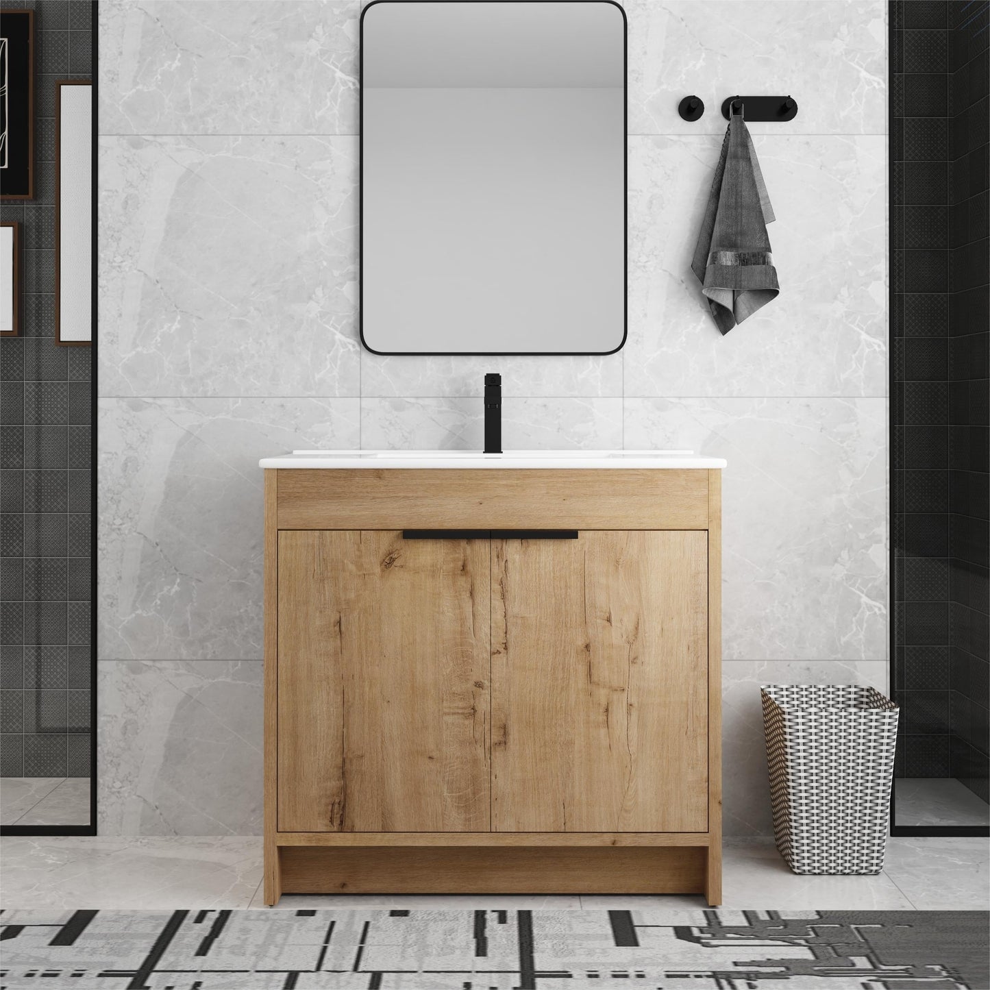 Beingnext 24/30/36 Bathroom Vanity with Sink, Freestanding Bathroom Vanity with Soft Close Door and Adjustable Shelf