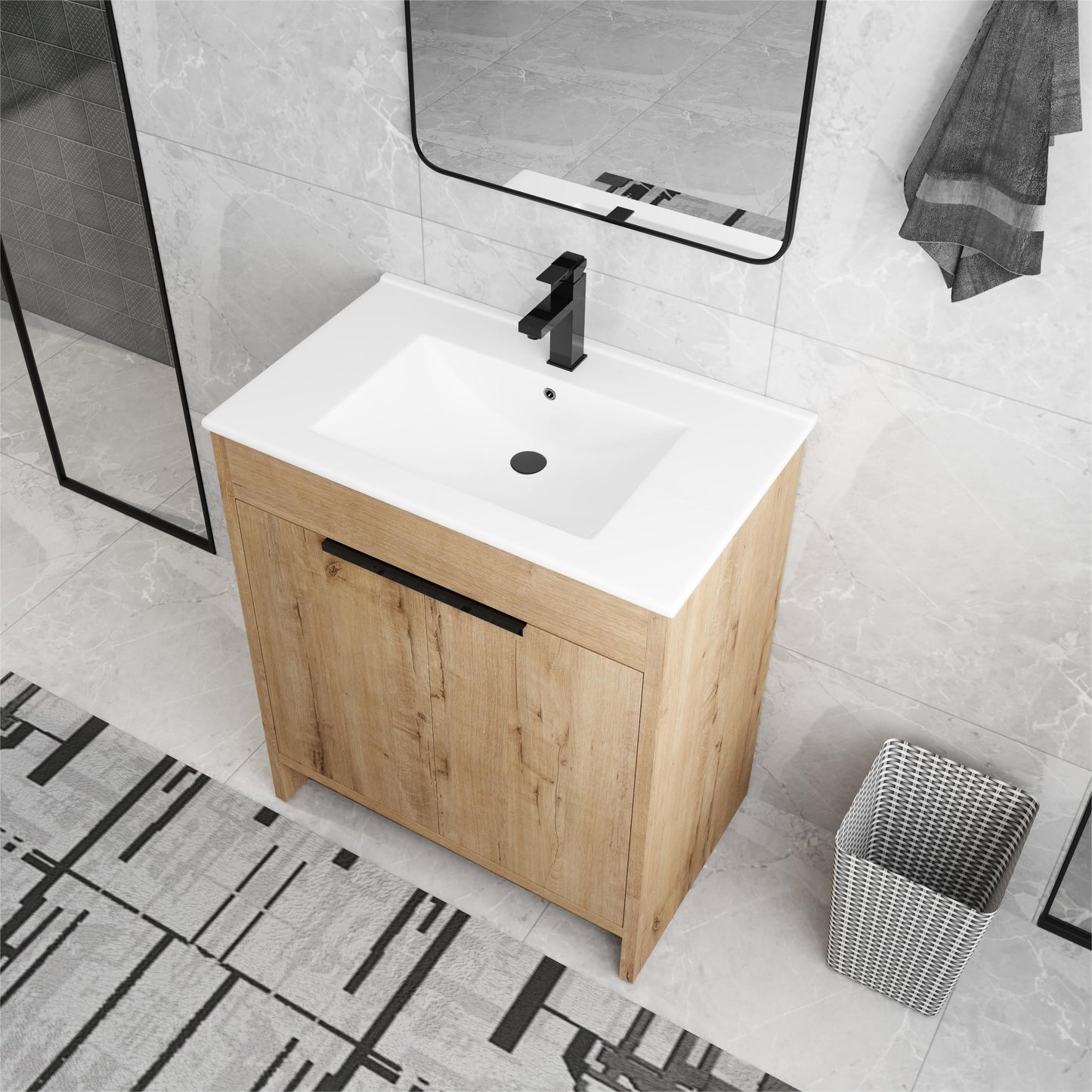 Beingnext 24/30/36 Bathroom Vanity with Sink, Freestanding Bathroom Vanity with Soft Close Door and Adjustable Shelf