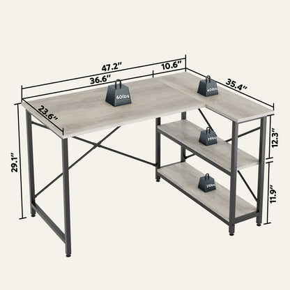 Small L Shaped Desk with Storage Shelves Corner Computer Desk
