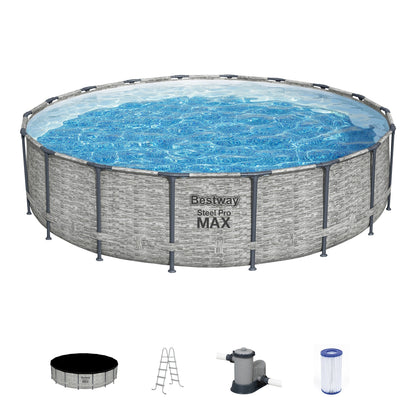 Bestway Steel Pro MAX Round Above Ground Swimming Pool with Pump & Cover