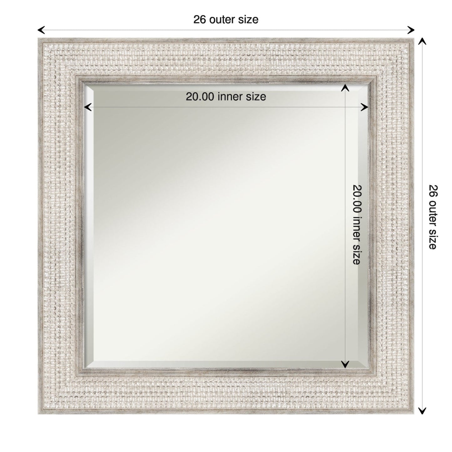 Beveled Wood Bathroom Wall Mirror - Trellis Silver Frame - Trellis Silver