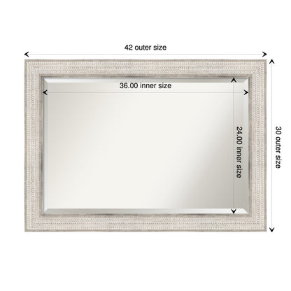 Beveled Wood Bathroom Wall Mirror - Trellis Silver Frame - Trellis Silver