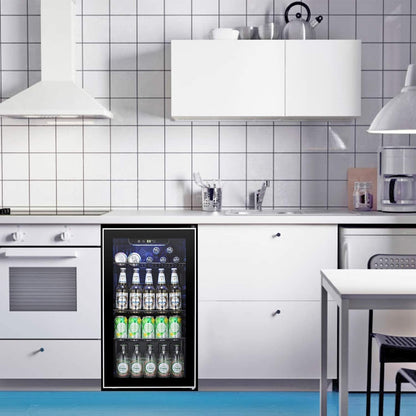 Beverage Refrigerator Cooler - 120 Can Mini Fridge Glass Door