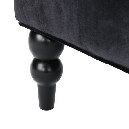 Black Velvet Button Tufted High Wingback Loveseat Sofa