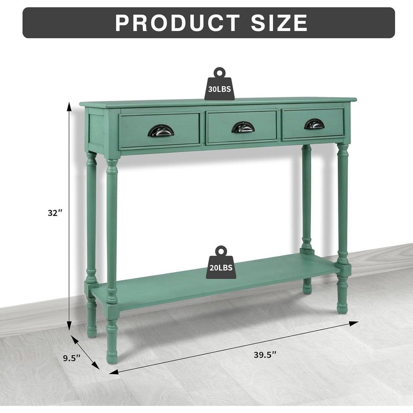 Burlington Wood 3-drawer Console Hallway Table