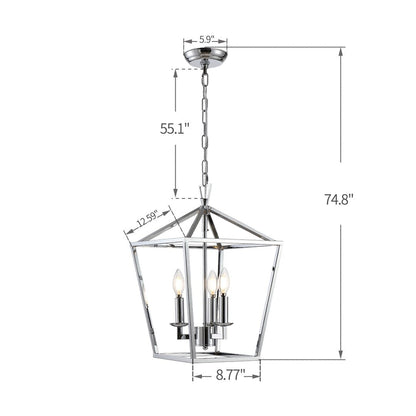 Candle Style Lantern Pendant Stairway or Kitchen Island Open Cage Chandelier - N/A