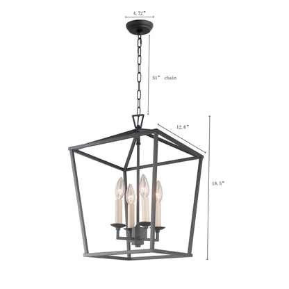 Candle Style Lantern Pendant Stairway or Kitchen Island Open Cage Chandelier - N/A