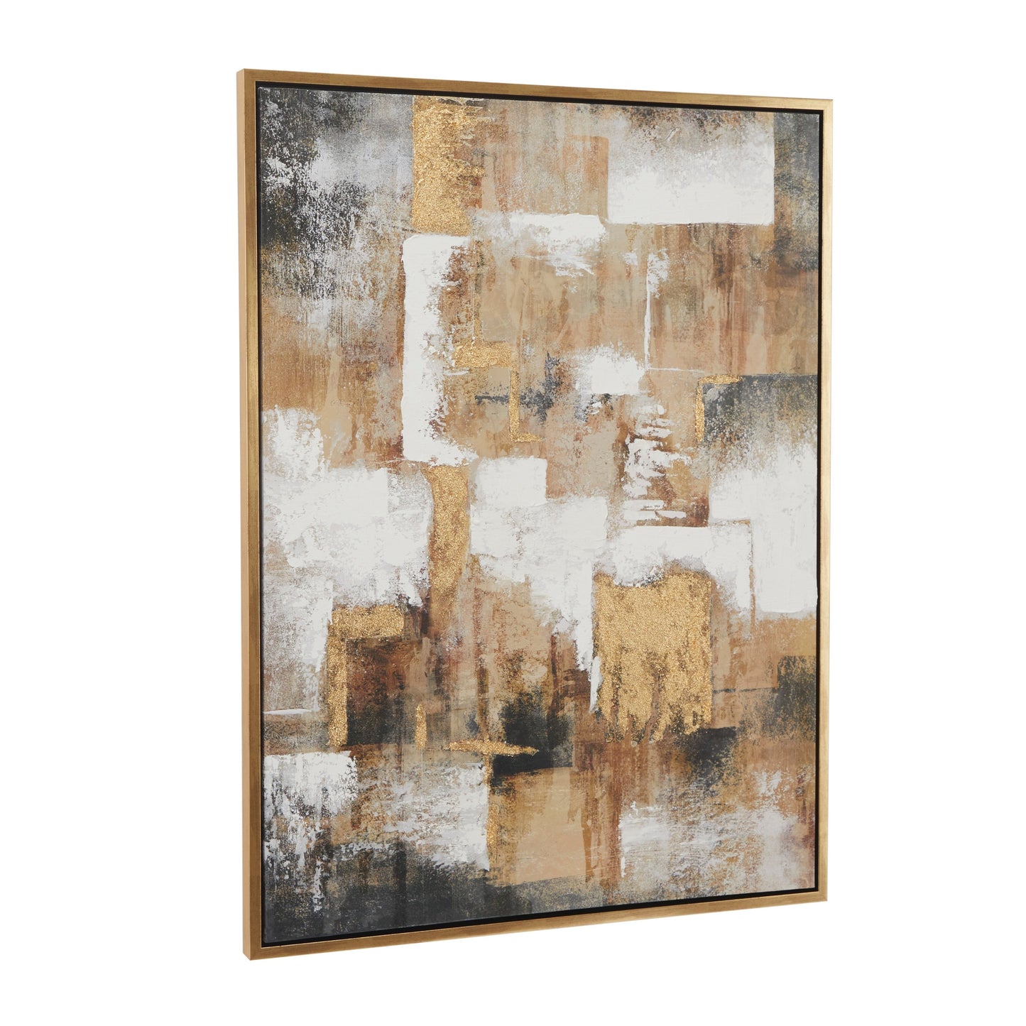 Canvas Abstract Framed Wall Art with Gold Frame - Gold - CosmoLiving by Cosmopolitan