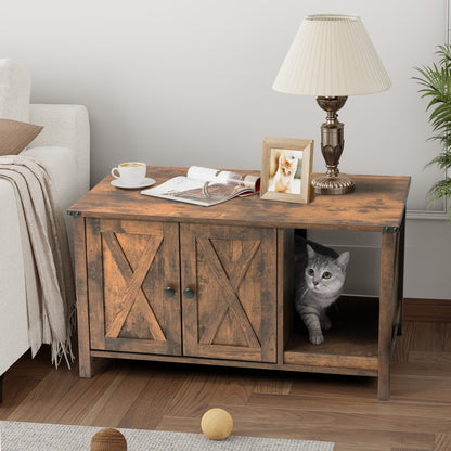 Cat Litter Box Enclosure, Hidden Wood Cat Washroom Furniture with Scratching Post