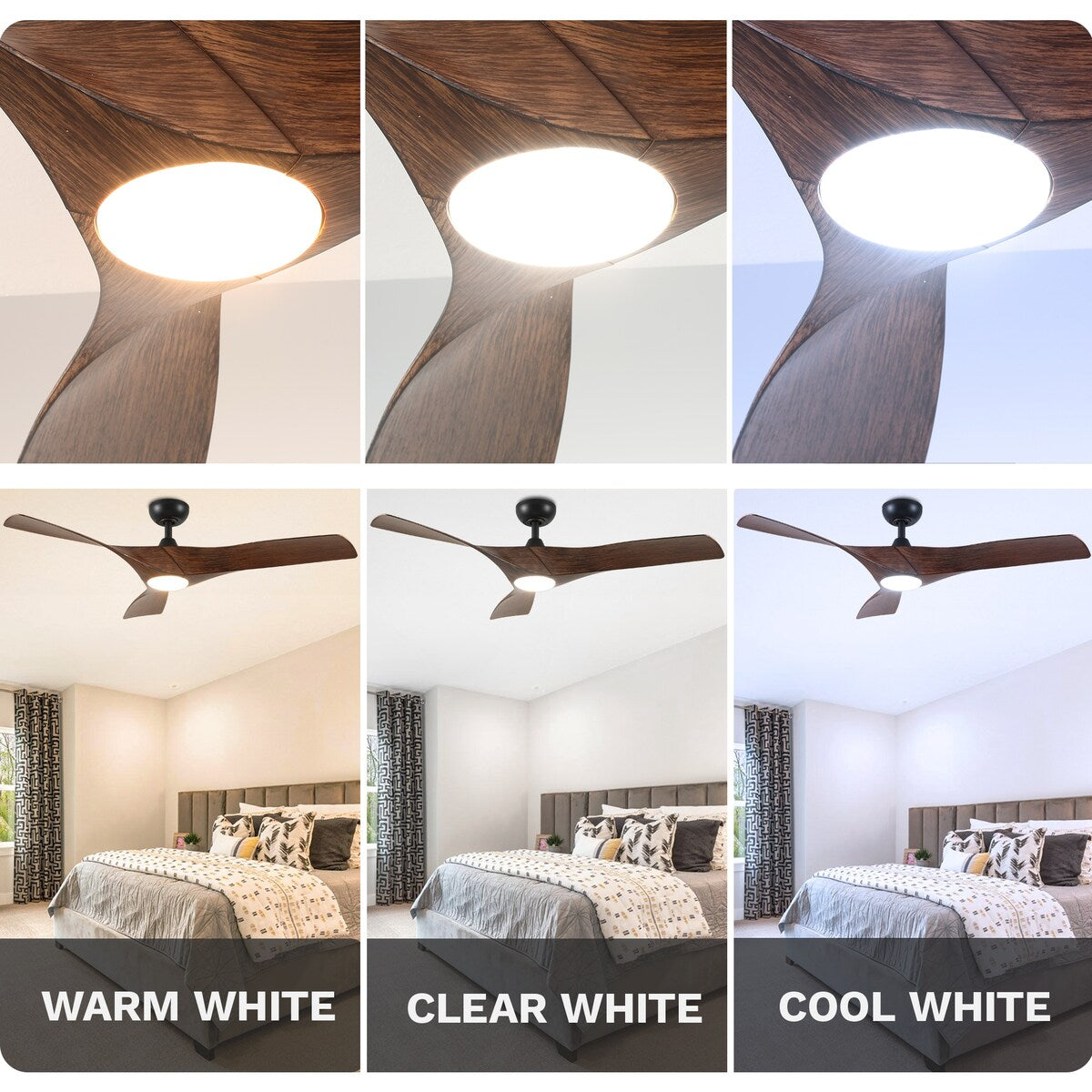 Ceiling Fan Light, 52 Ceiling Fan w/ Remote, LED Dimmable Tri-Color Temperature
