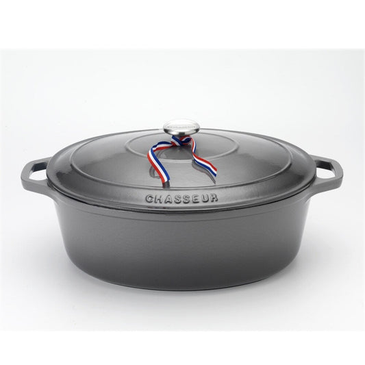 Chasseur 3.8-quart Caviar-Grey Enameled Cast Iron Oval Dutch Oven