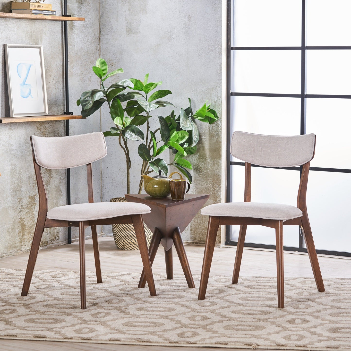 Chazz Mid-Century Modern Upholstered Rubberwood Dining Chairs (Set of 2/4) by Christopher Knight Home