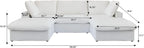 Canapés d'angle Deluxe Premium Cloud | Ensemble 5 pièces en coton et lin blanc, forme en U, 120 housses amovibles et lavables, 3 places