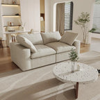 Canapés d'angle Deluxe Premium Cloud | Canapés 2 places en coton et lin kaki, housses amovibles et lavables, 80 cm