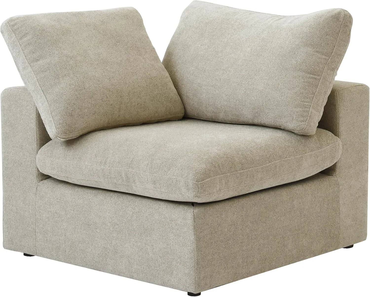 Canapés d'angle Deluxe Premium Cloud | Canapé 1 place sans accoudoirs en coton et lin kaki