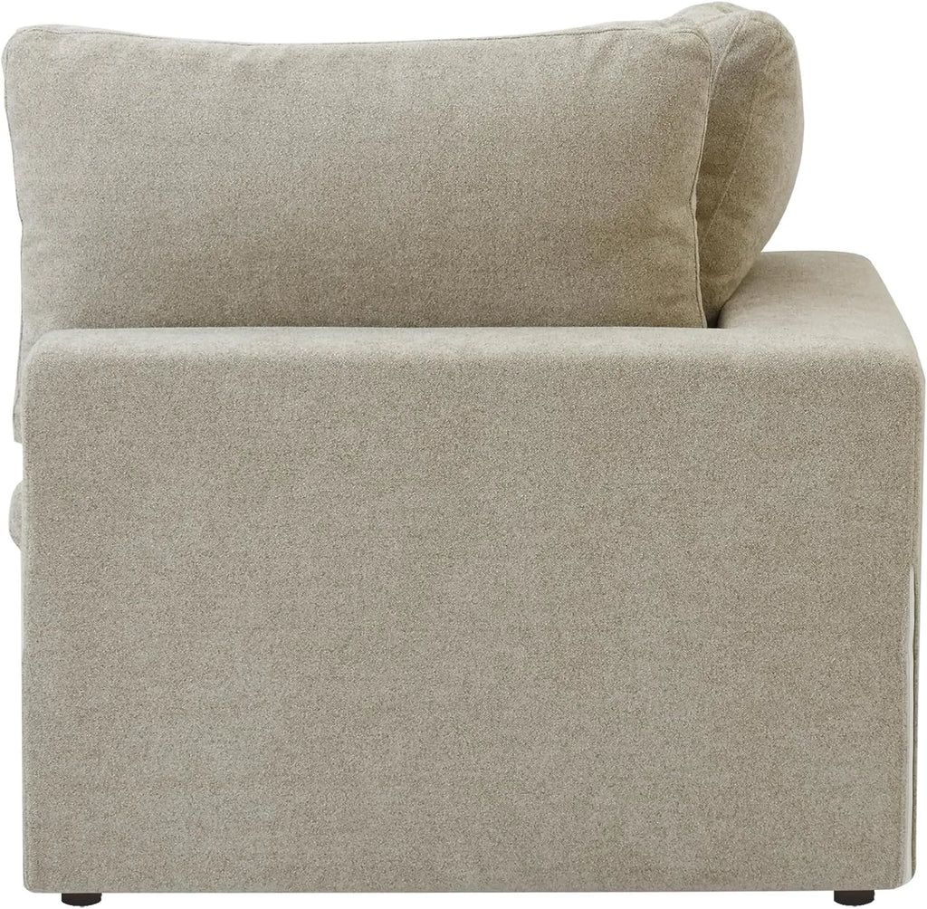 Canapés d'angle Deluxe Premium Cloud | Canapé 1 place sans accoudoirs en coton et lin kaki