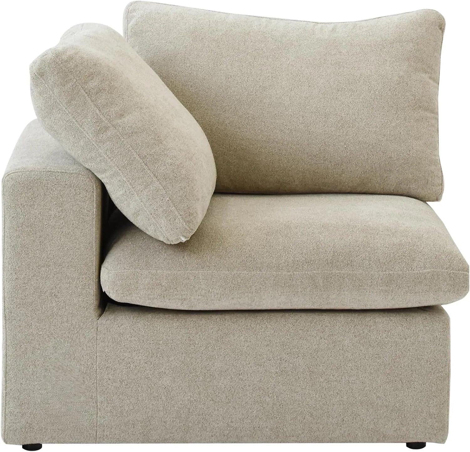 Canapés d'angle Deluxe Premium Cloud | Canapé 1 place sans accoudoirs en coton et lin kaki