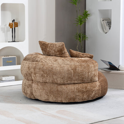 Coffee Oversized 42.52 Chenille Lazy Bean Bag Single Sofa with Three Pillows for Bedroom