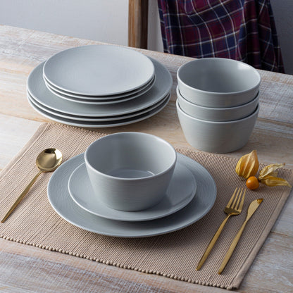 Noritake Colorscapes Swirl 12-Piece Coupe Dinneware Set, Service For 4