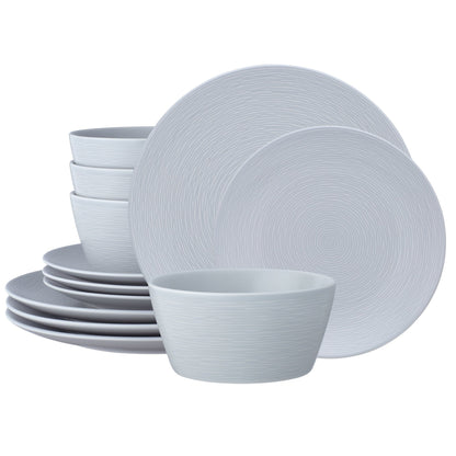 Noritake Colorscapes Swirl 12-Piece Coupe Dinneware Set, Service For 4