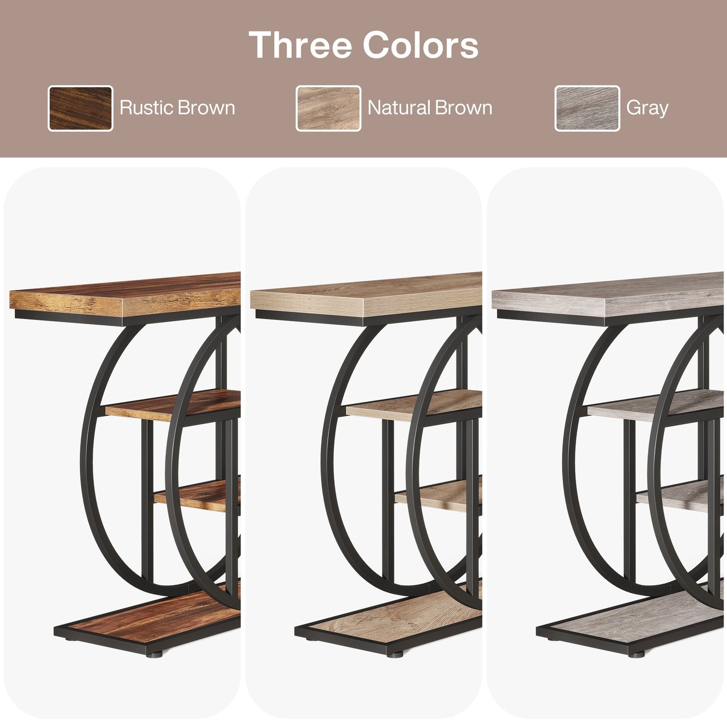 Console Table for Entryway, Industrial 4-Tier Sofa Table Behind Couch