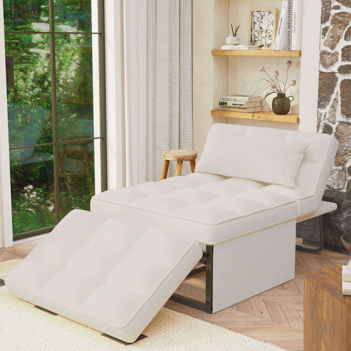 Convertible Sofa Bed Sleeper Sofa Chair Couch Folding Ottoman Recliner Chairs for Living Room