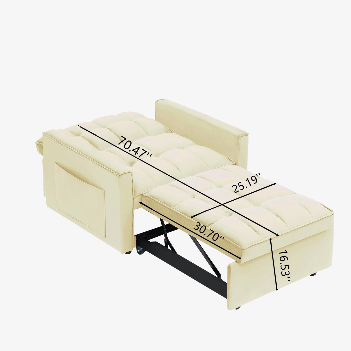 Convertible Sofa Bed with Adjustable Back and Wheel