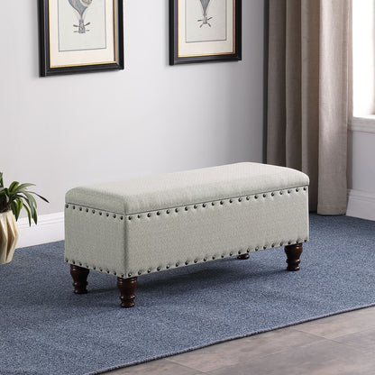 Copper Grove Muscari Upholstered Storage Bench with Nailhead Trim