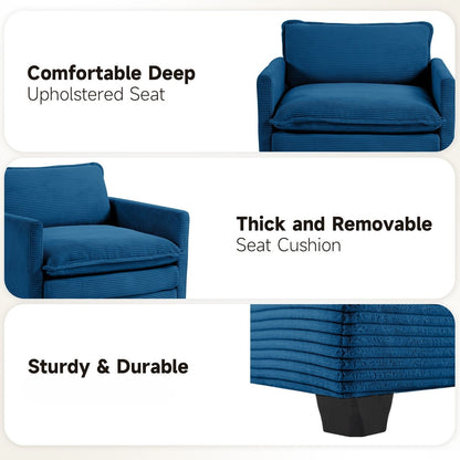 Corduroy Sectional Sofa with Removable Ottomans & Ultra-soft Cushions for Living Room & Bedroom