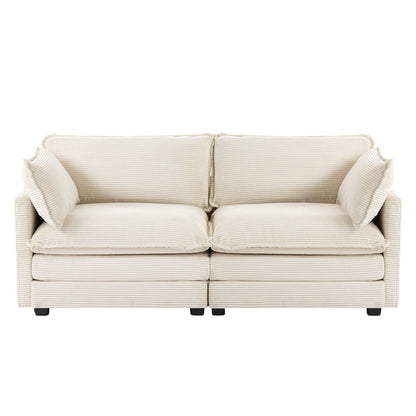 Corduroy Sectional Sofa with Removable Ottomans & Ultra-soft Cushions for Living Room & Bedroom