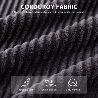 Corduroy Upholstered Memory Foam Sofa With Ottoman Upholstered Bean Bag Couch - 48.4Lx67.7Wx24.4H