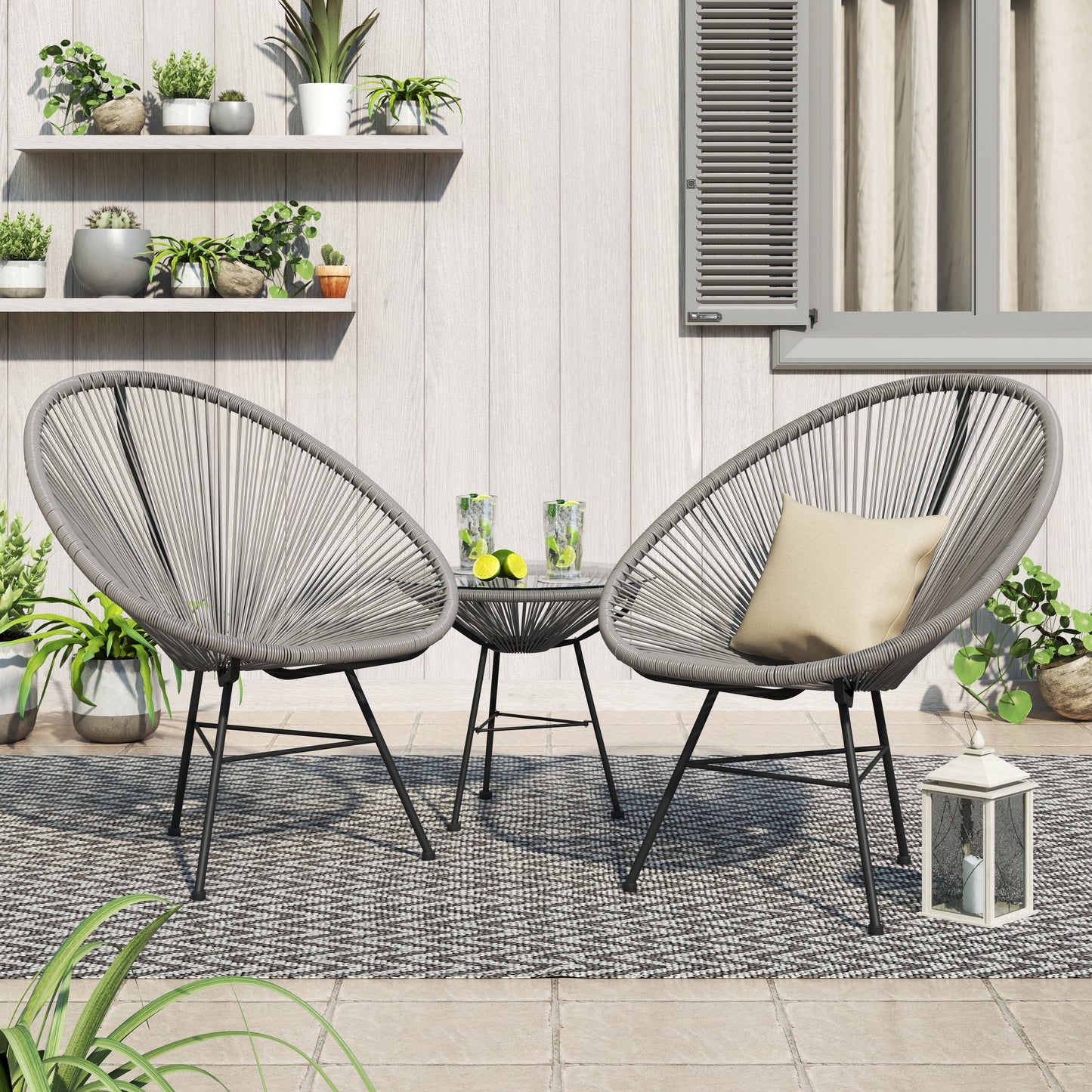 Corvus Sarcelles 3-Piece Modern Wicker Acapulco Bistro Set