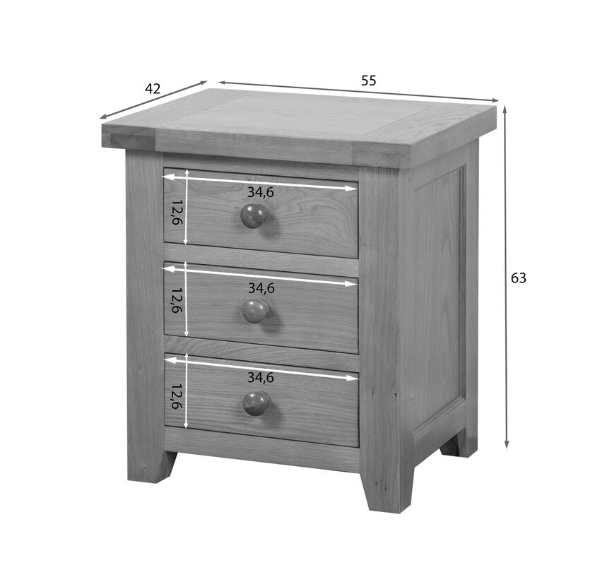 Table de chevet à 3 tiroirs Cotswold