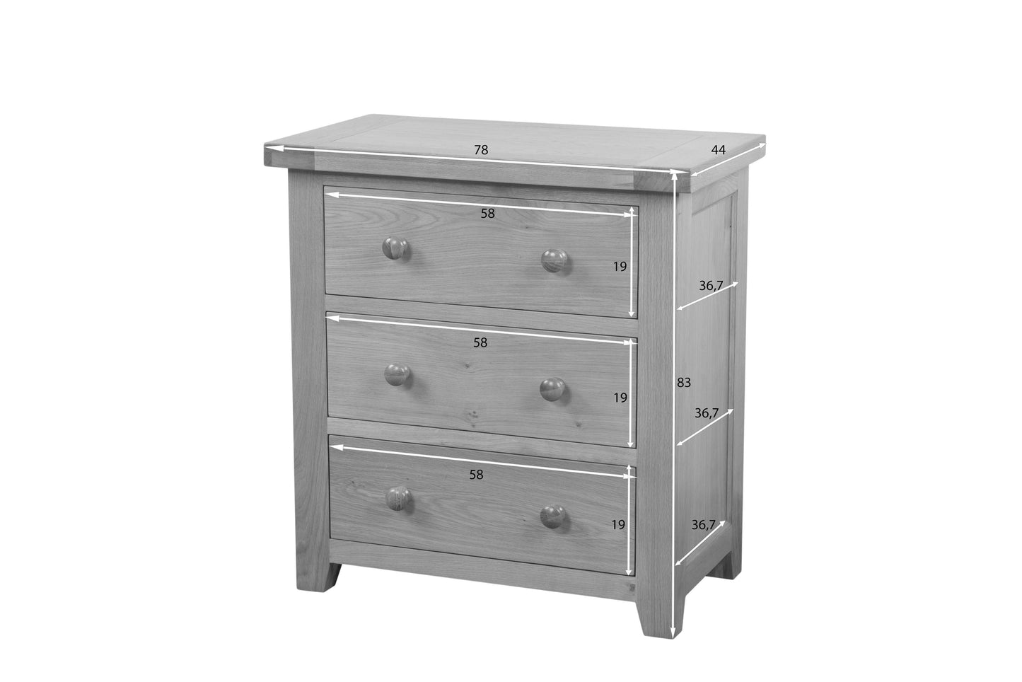 Commode 3 tiroirs Cotswold