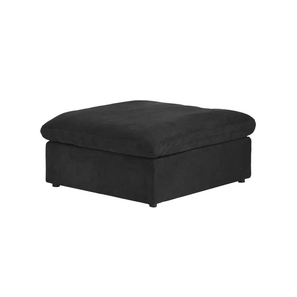 Canapés d'angle Deluxe Premium Cloud | Poufs noirs monoblocs en coton et lin | 40 housses amovibles et lavables
